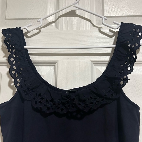 Ann Taylor Women’s Elegant Navy Lace Trim Blouse Top Sz. Large - Picture 5 of 7